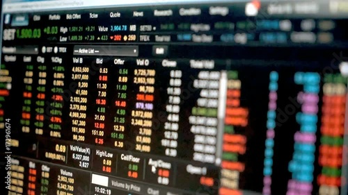 Data graph of stock market financial chart, Stock market data on LED display concept