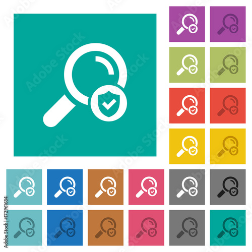 Safe search square flat multi colored icons