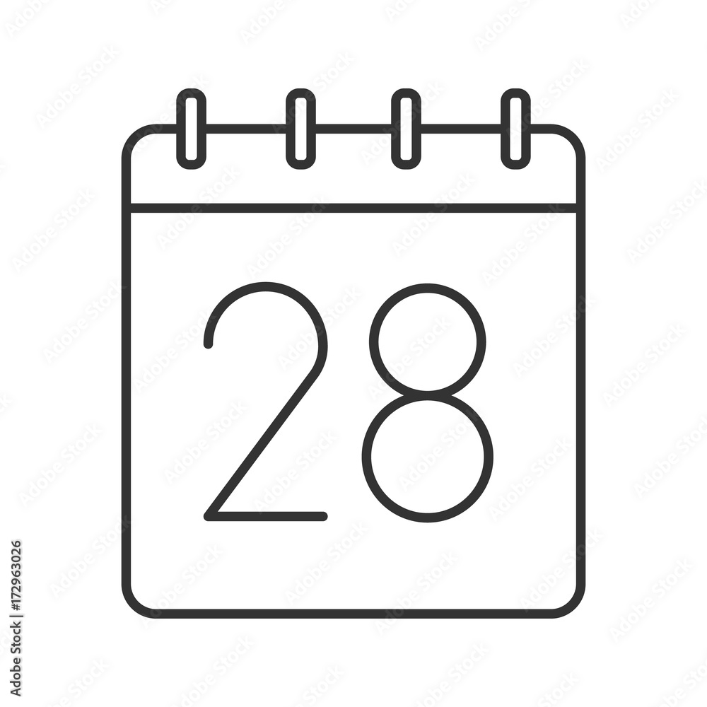 Twenty eighth day of month linear icon Twenty eighth day of month linear icon