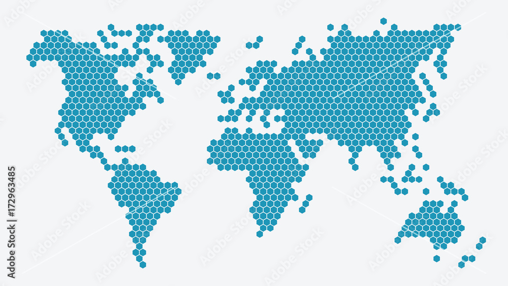 Fototapeta premium Honeycomb world map