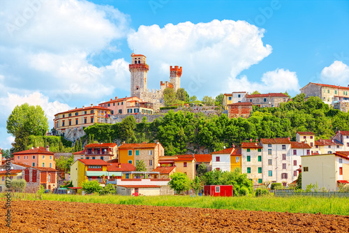 Nozzano Castello and its agricultural crops, medieval village in Tuscany