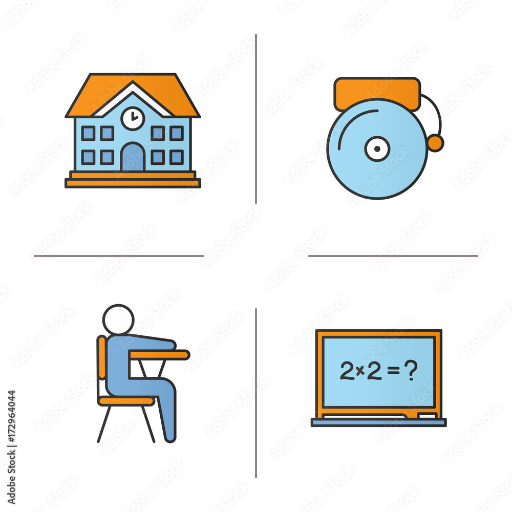 School and education color icons set School and education color icons set