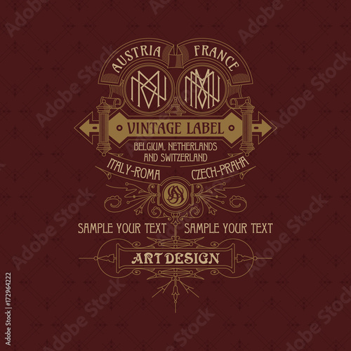 Old vintage card with floral ornament - vector
