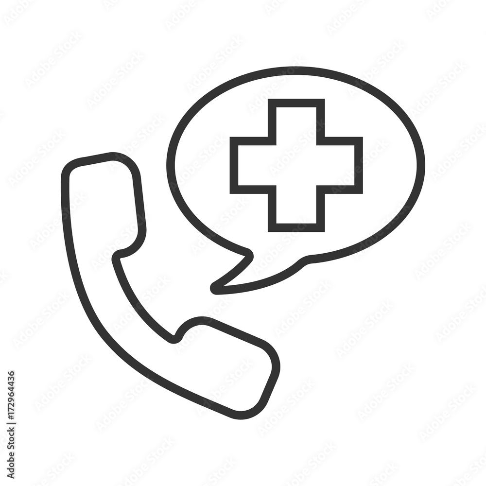 Emergency phone call to hospital linear icon Emergency phone call to hospital linear icon