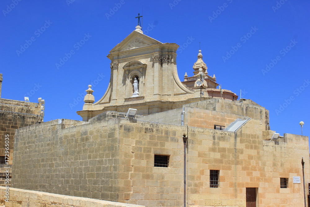 Kathedrale und Zitadelle von Victoria Rabat, Hauptstadt der Insel Gozo auf Malta