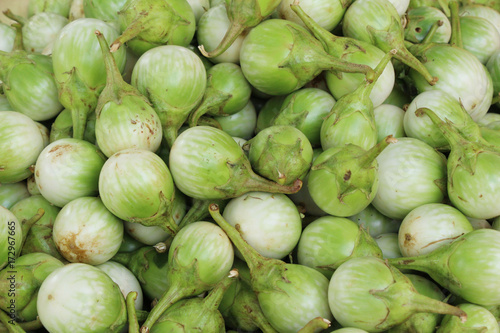 Fresh eggplant green organic in the market