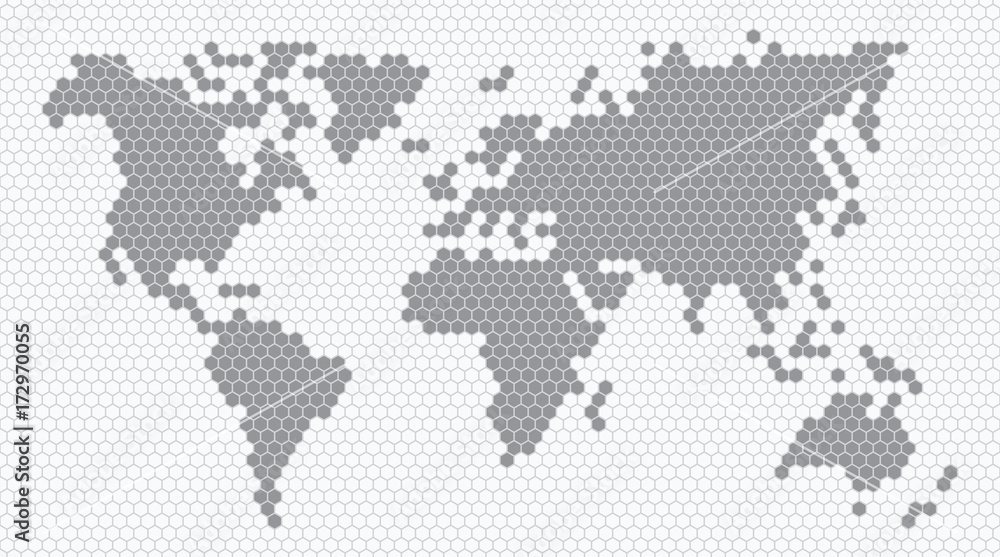 Naklejka premium Honeycomb world map (16:9)