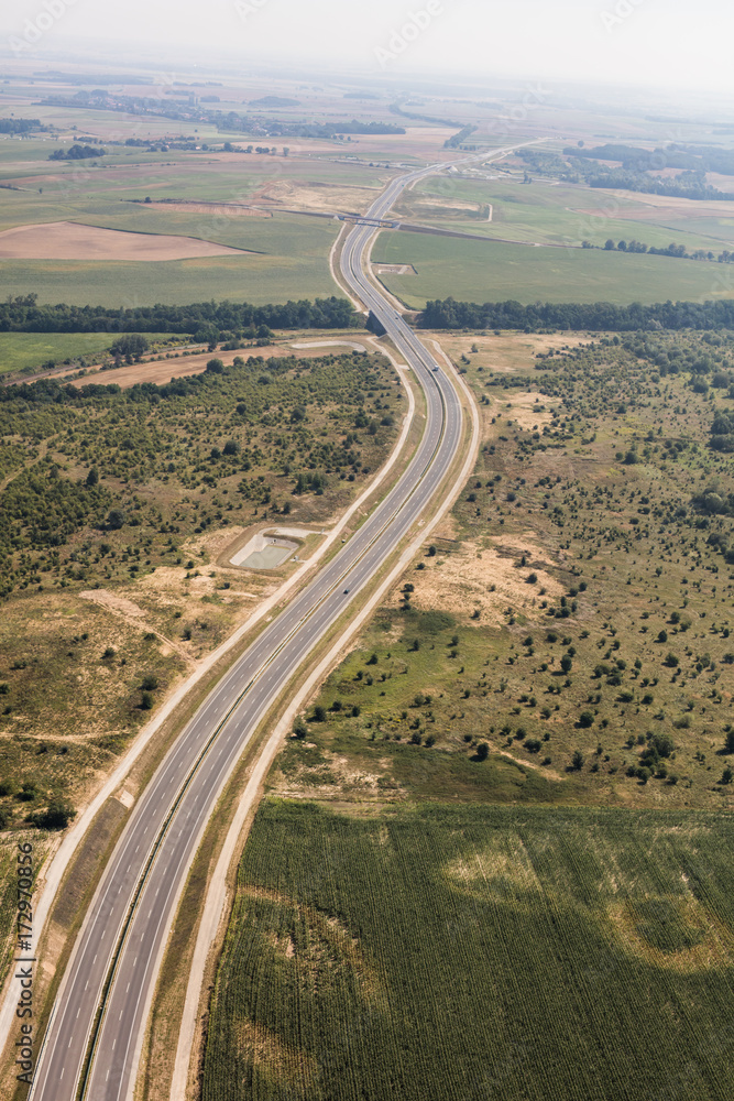 aerial view of the road near Nysa town