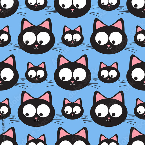 Fototapeta Naklejka Na Ścianę i Meble -  Funny cats seamless pattern