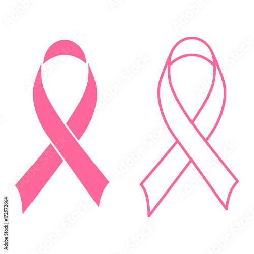 Breast Cancer Awareness symbol - pink asymmetric ribbon, on a white background. Vector illustration