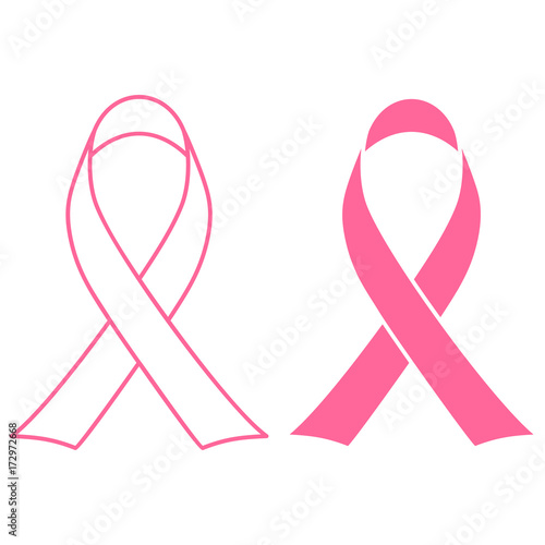 Breast Cancer Awareness symbol - pink ribbon, on a white background. Vector illustration