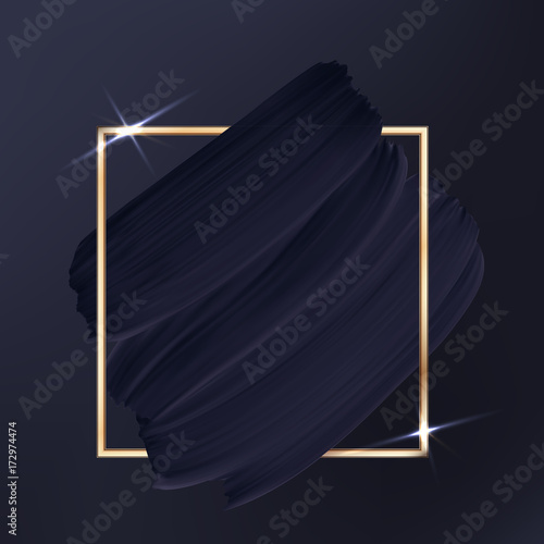 Black on black Luxury elegant vector texture background. Vector paint brush smear isolated on dark.