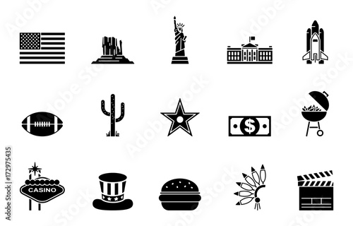 USA - Iconset (in Schwarz)
