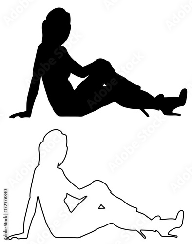 sketch of a sexy girl posing, isolated, vector