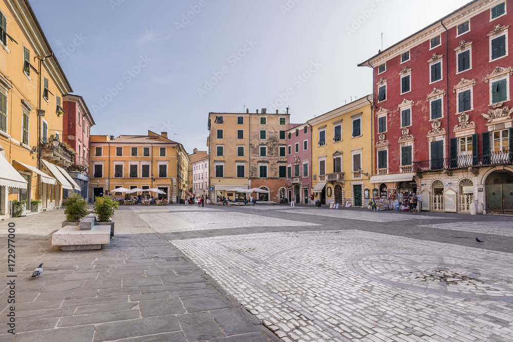 Piazza Alberica, Carrara, Tuscany, Italy, in a moment of tranquility