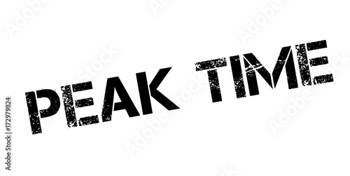 Peak Time rubber stamp. Grunge design with dust scratches. Effects can be easily removed for a clean, crisp look. Color is easily changed.