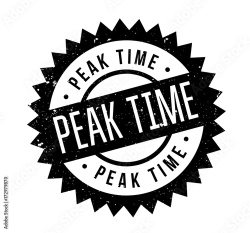 Peak Time rubber stamp. Grunge design with dust scratches. Effects can be easily removed for a clean, crisp look. Color is easily changed.