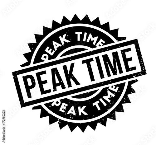 Peak Time rubber stamp. Grunge design with dust scratches. Effects can be easily removed for a clean, crisp look. Color is easily changed.