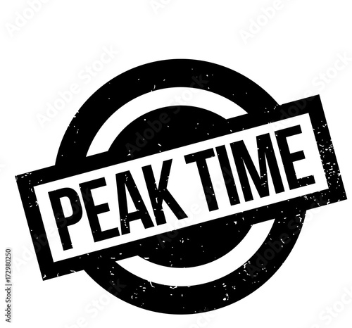 Peak Time rubber stamp. Grunge design with dust scratches. Effects can be easily removed for a clean, crisp look. Color is easily changed.