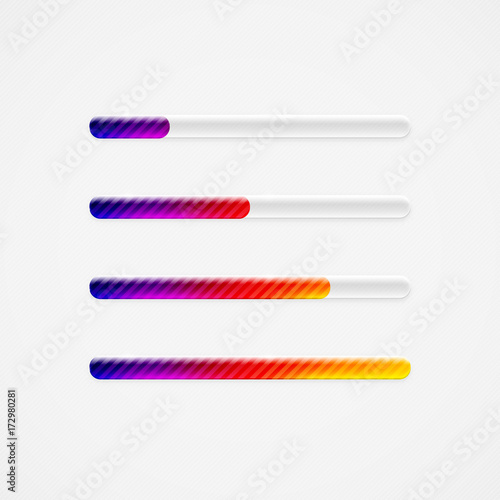 Creative shiny transparent striped preloader progress bar design element set