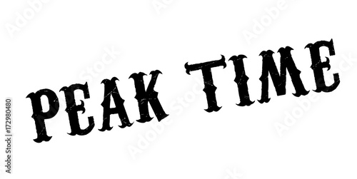Peak Time rubber stamp. Grunge design with dust scratches. Effects can be easily removed for a clean, crisp look. Color is easily changed.