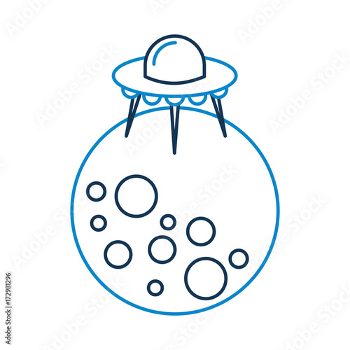 moon and ufo ship space astronomy universe science vector illustration