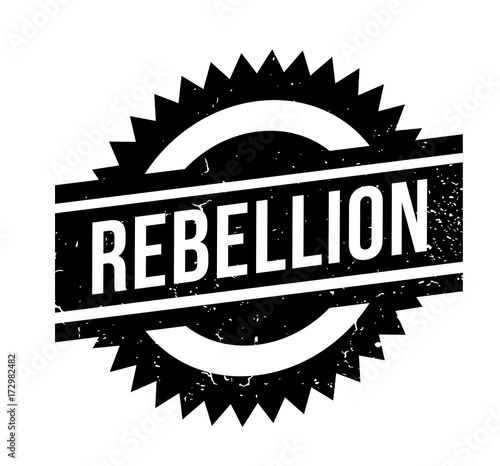 Rebellion rubber stamp. Grunge design with dust scratches. Effects can be easily removed for a clean, crisp look. Color is easily changed.