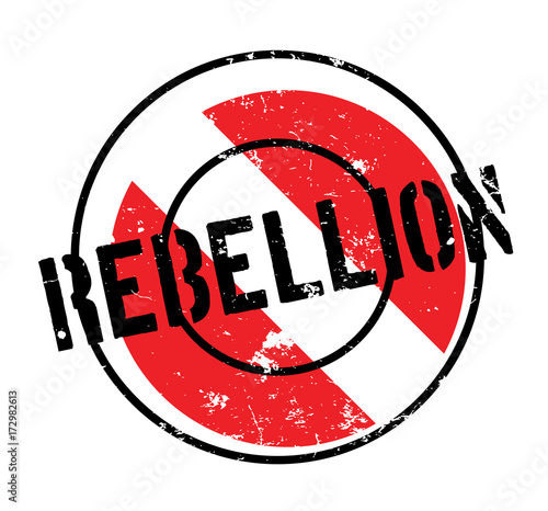 Rebellion rubber stamp. Grunge design with dust scratches. Effects can be easily removed for a clean, crisp look. Color is easily changed.
