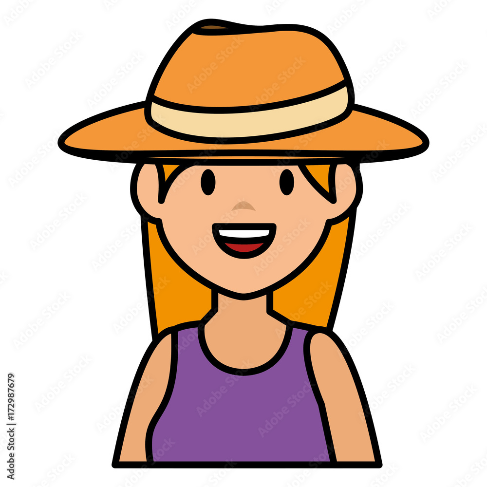 beautiful woman with cap avatar character