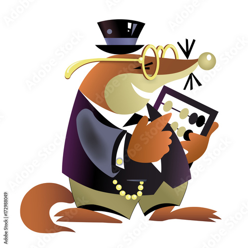 Old mole banker with an abacus
