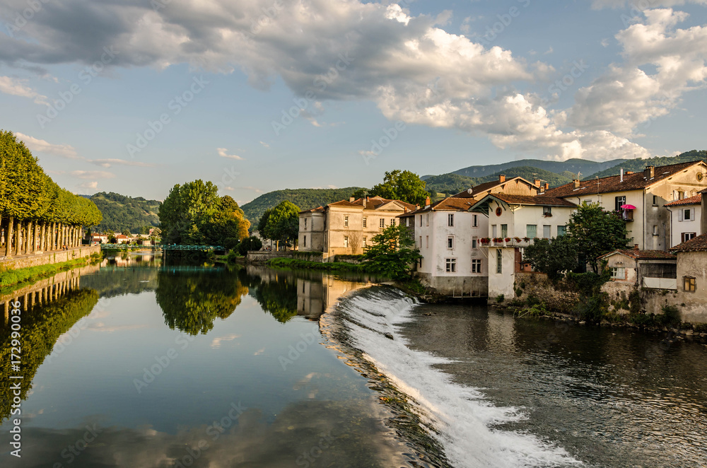View of the river in Saint-Girons, France