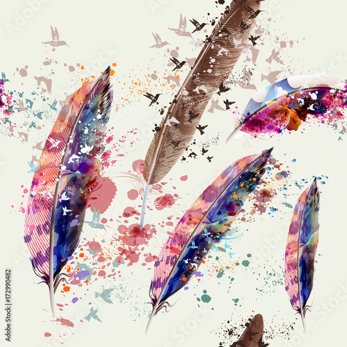 Elegant design with colorful feathers