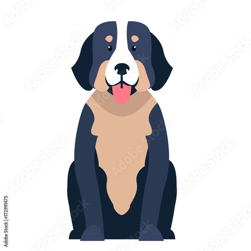 Cute St. Bernard dog cartoon flat vector icon