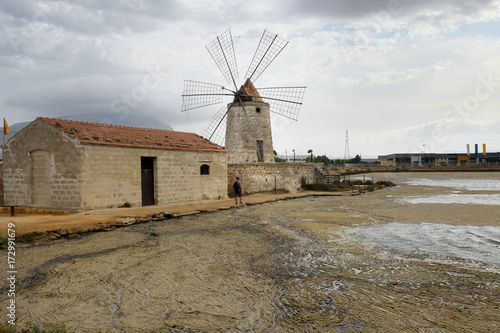  Trapani, Sicily, Italy - Old windmill and saltwork