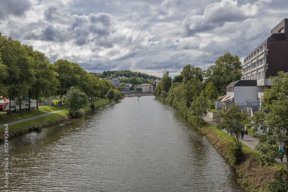 The River Saar In Saarbrucken, Germany.