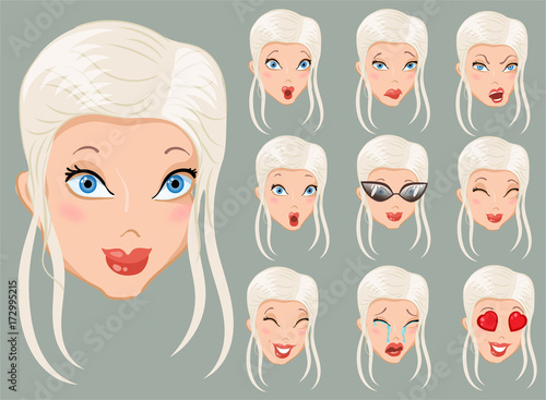 Set of emoticons. Blondes