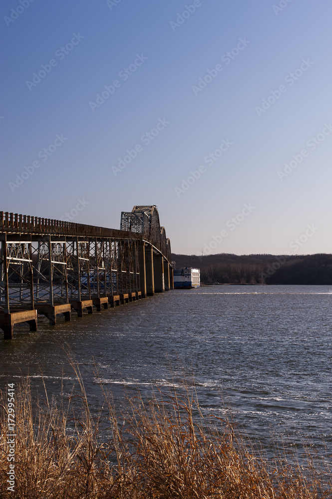 Collapse After Ship Strike - Morning Views - Eggner's Ferry Bridge, Kentucky