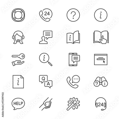 Help and support thin icons
