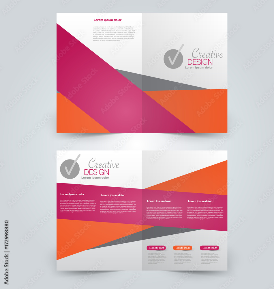 Abstract flyer design background. Brochure template. Can be used for magazine cover, business mockup, education, presentation, report.  Pink and orange color.