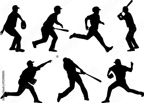 baseball silhouettes collection 5 - vector