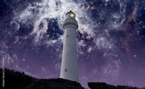 Split Point lighthouse in a deep sky background. Some images elements furnished by NASA. 