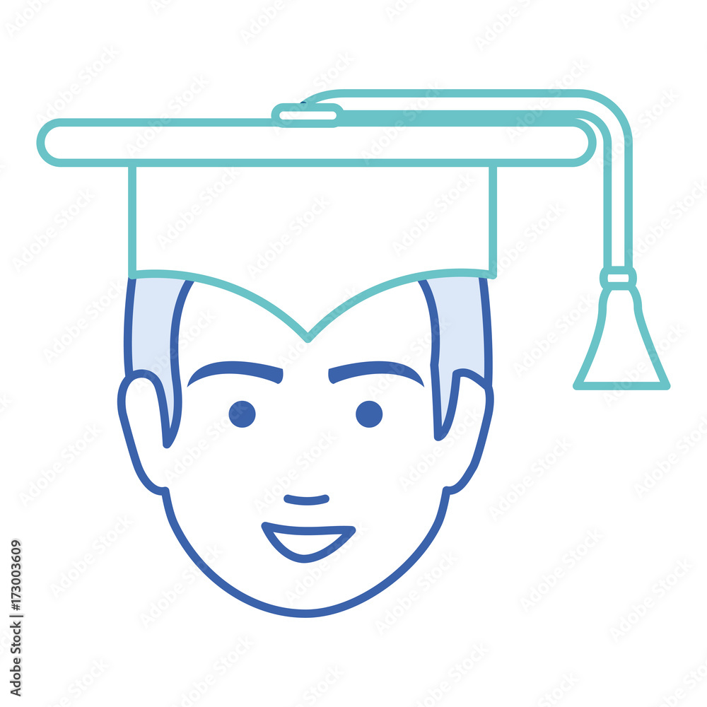 Fototapeta premium student head with hat graduation avatar