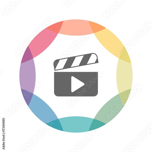 farbiges Icon - Filmklappe mit Abspielen Symbol