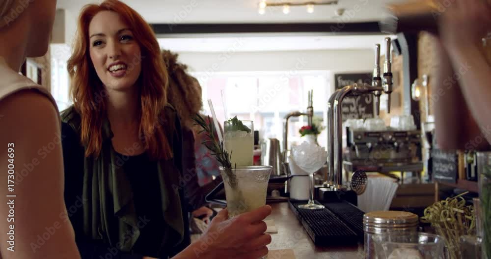 Busy Bar With Bartender Mixing Cocktails Shot On R3D Busy Bar With Bartender Mixing Cocktails Shot On R3D