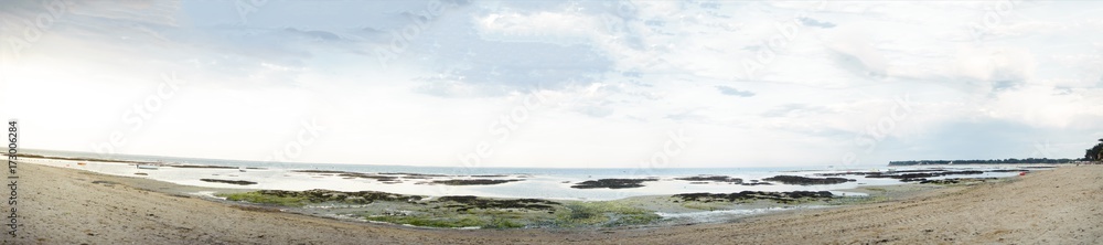 panorama of plage du petit vieil at the isle of Noirmoutier in France at low water