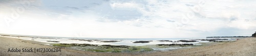 panorama of plage du petit vieil at the isle of Noirmoutier in France at low water