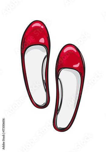 Red Ballerina Flat Shoes Isolated Illustration