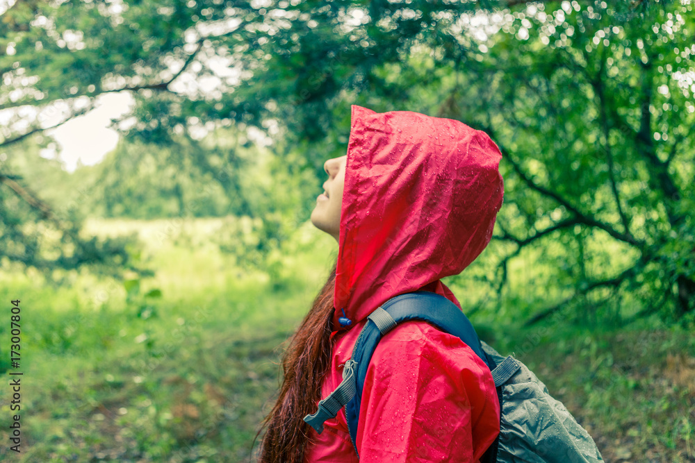Side view of woman in hood Side view of woman in hood