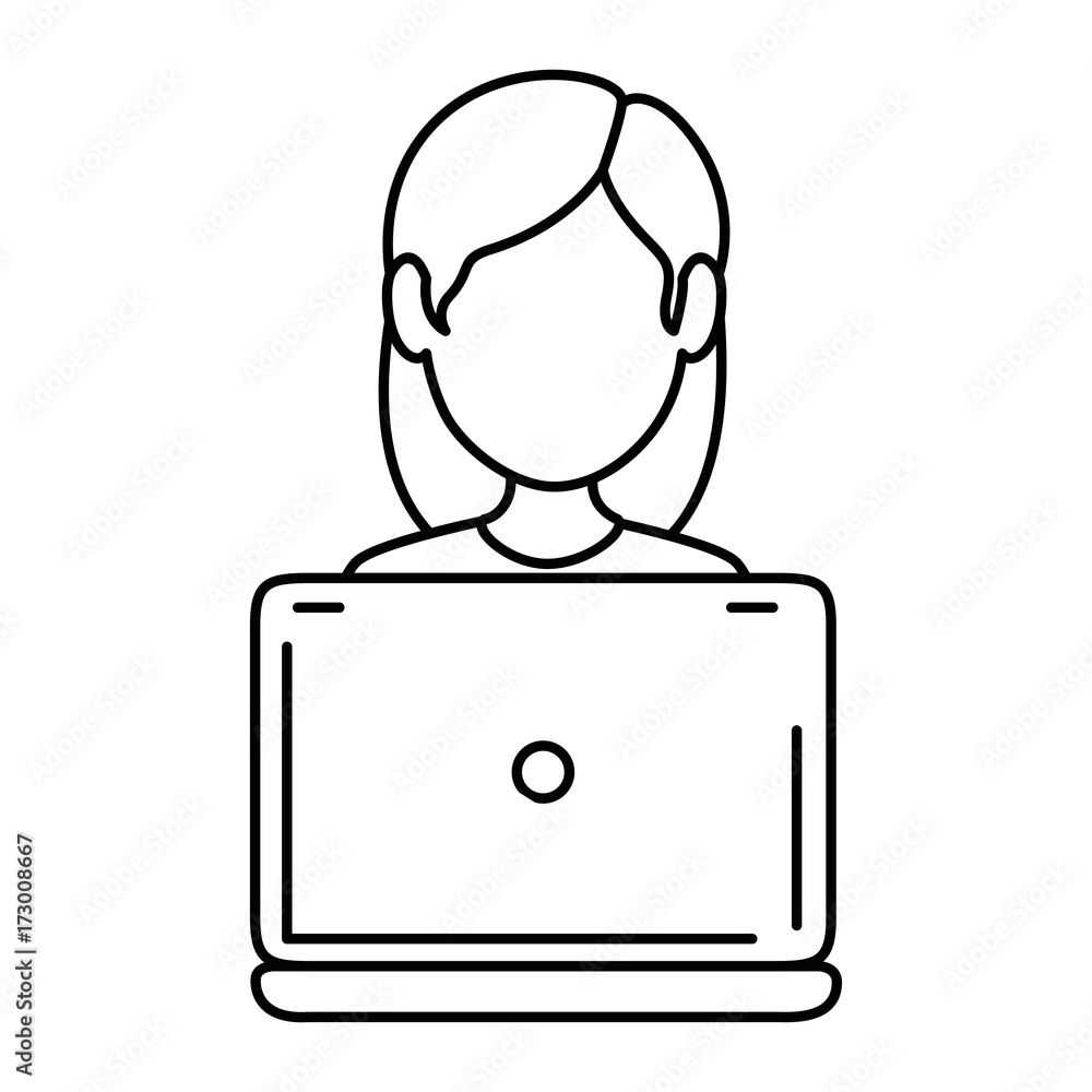laptop computer with user laptop computer with user