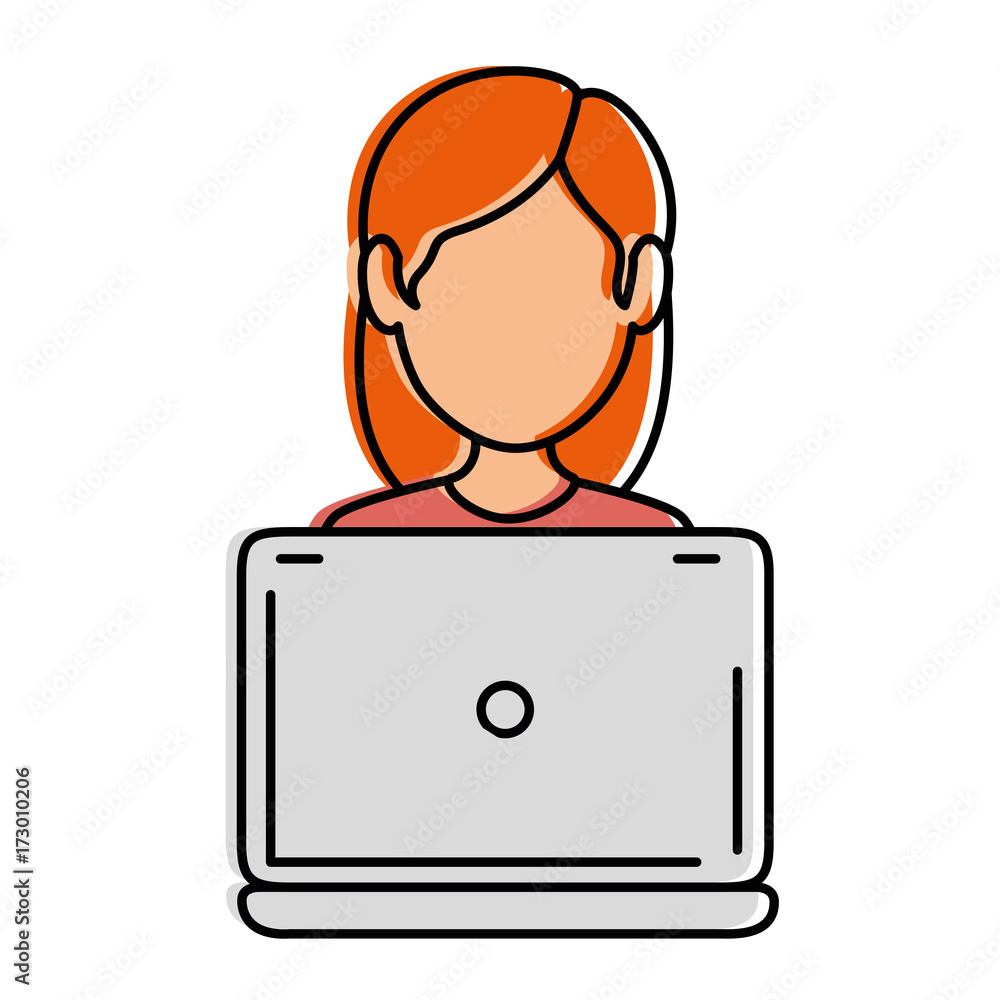 laptop computer with user laptop computer with user